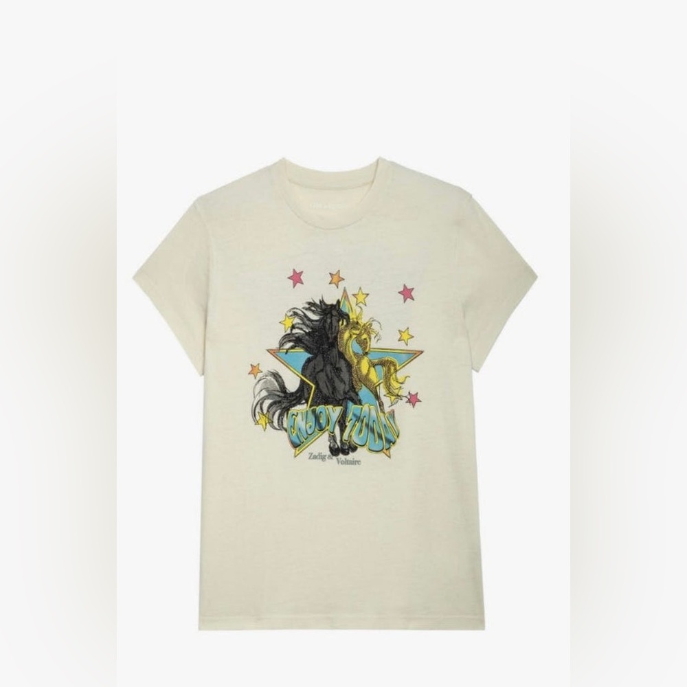 Zadig & Voltaire Graphic Tee - Cream and Black